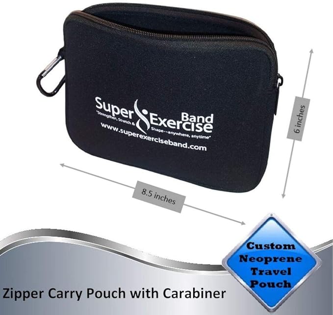 USA Neoprene Zipper Carry Pouch for Yoga, Resistance Bands and Workout Gear Accessories. Travel Organizer Bag also fits most MP3 players, cell phones, Kindle and Mini-tablets.