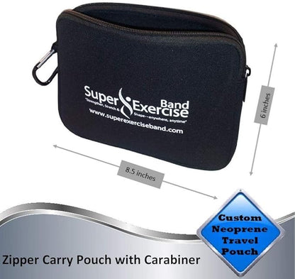 USA Neoprene Zipper Carry Pouch for Yoga, Resistance Bands and Workout Gear Accessories. Travel Organizer Bag also fits most MP3 players, cell phones, Kindle and Mini-tablets.