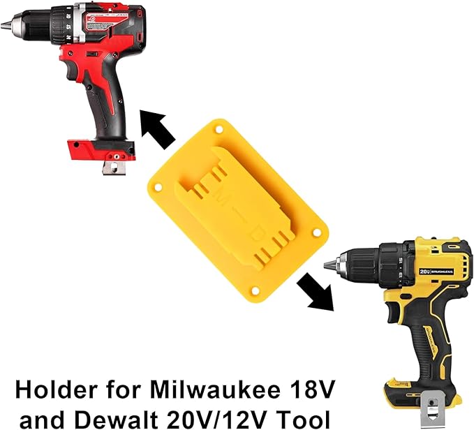 20pas Tool Holders and Battery Holder for Dewalt 20v Wall Mount Hanger Battery Drill Tool Storage Shelf for Milwaukee M18(Yellow)