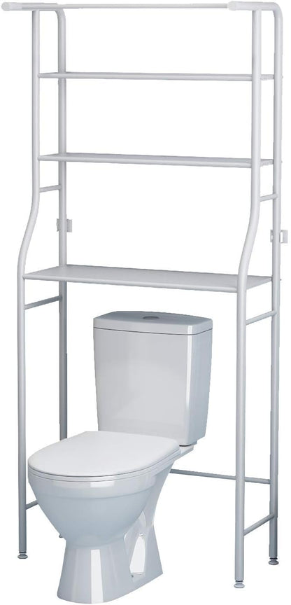 UDEAR 3-Tier Over The Toilet Rack,Bathroom Shelf Space Saver,Corner Stand Storage Organizer Accessories,The Washing Machine,with Hanging Rod,Tower Shelf,White