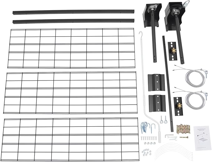 Garage Lifting Storage Rack, 250lbs Adjustable Overhead Garage Storage Rack Heavy-duty 4x4 FT Garages Ceiling Storage Lift Max. Adjustable Height 96in (Matte Black 250Lbs)