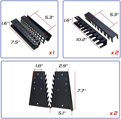 JZD Metal Wall Storage Cabinet with 22 Tool Hooks, for Garage Workshop Black & Grey