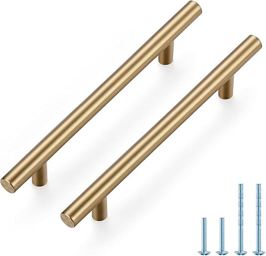 JOY DECOR 45 Pack Champagne Bronze Cabinet Pulls – 7-3/8 Inch Length, 5 Inch (128mm) Hole Center – Stainless Steel Kitchen Cabinet Handles for Drawer and Cupboard