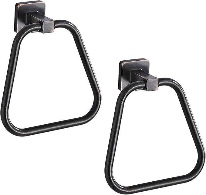 Oil Rubbed Bronze Towel Ring for Bathroom 2 Pack, Kitchen Bath Towel Holder Hangers Wall Mount Heavy Duty Stainless Steel