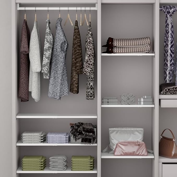 Slideep Closet Shelf Expandable Closet Organizer, Heavy Duty Adjustable Clothes Hanger Rack, DIY Space Saver Layered Separator Divider for Cabinet Wardrobe Cupboard, 16.9-31.5''L