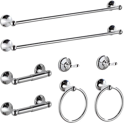 BGL Bathroom Hardware Set Chrome Adjustable Expandable Bath Towel Bars Bathroom Accessory Set Towel Racks 8-Pieces Wall Mount