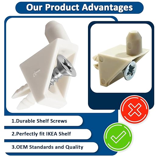 6Pcs Shelf Pins White Compatible with IKEA Shelf Part Number 101558 Screws Replacement for KOMPLEMENT and Pax Shelves
