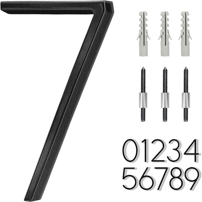 6" Stainless Steel Floating House Number 7, Metal Modern House Numbers, Mailbox Decor Number with Nail Kit, Coated Black, 911 Visibility Signage (Large 7)