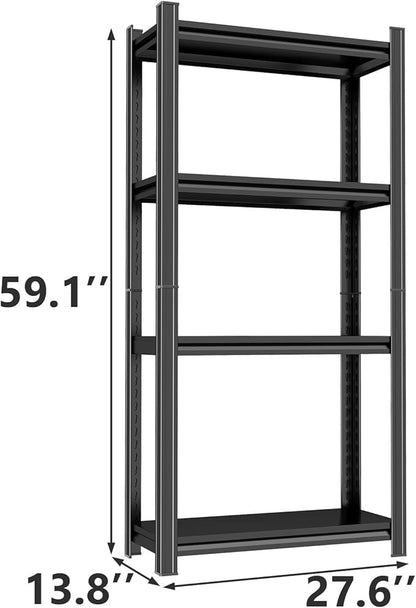 4-Tier Metal Garage Shelving Heavy Duty Adjustable Storage Shelves 2000lbs Capacity Steel Shelving Units Tool Rack Corner Shelf for Equipment & Tools (27.6" W × 13.8" D × 59.1" H)