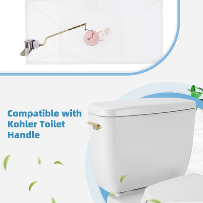 2 Pack Universal Polished Gold Toilet Handle Replacement Kit, Side/Angle Mount Toilet Flush Handle Compatible with Kohler K-GP30324-CP/TOTO/American Standard, Stainless Steel Flapper Chain