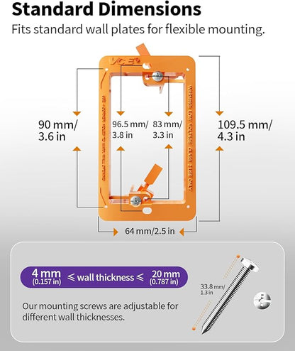 VCE Low Voltage Mounting Bracket 10 Pack, Flush Low Voltage Box for Single Gang Wall Plate, Telephone Wires, Network Cables, HDMI, Coaxial, Speaker Cables, Orange