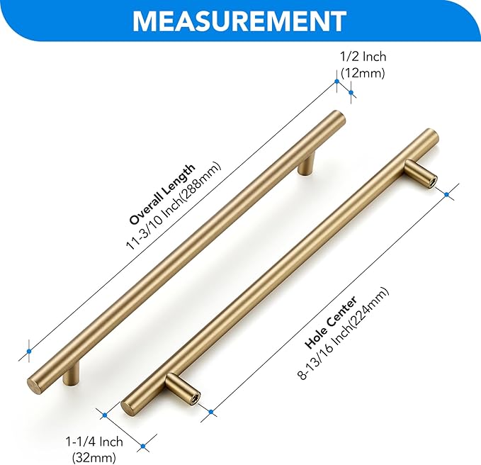 Champagne Bronze Cabinet Handles 8-3/4 Inch Hole Center Stainless Steel Drawer Pulls for Cabinets, Dresser, Bathroom 10 Pack