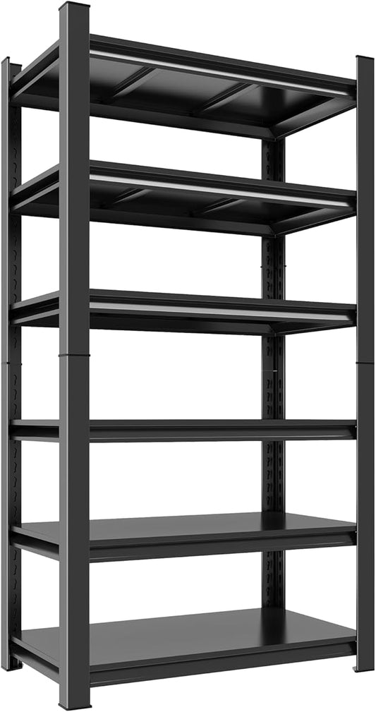 6-Tier Metal Shelves, Heavy Duty Metal Storage Shelves, 3000Lbs Garage Shelving, Adjustable Industrial Garage Shelving Unit