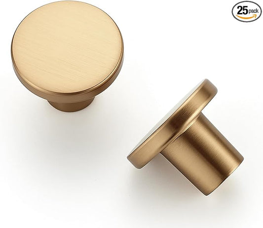 Ravinte 25 Pack Cabinet Knobs Champagne Bronze Kitchen Cabinet Knobs Round Dresser Drawer Knobs Drawer Pulls Closet Door Knobs 1-1/5 Inch