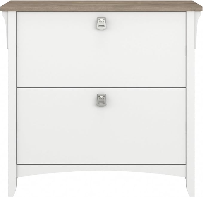 Bush Home Salinas 2 Drawer Lateral File Cabinet in Shiplap Gray and Pure White, Home Office Storage Solution, Organizer with Drawers for Workspace, Filing Unit