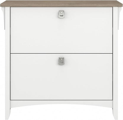 Bush Home Salinas 2 Drawer Lateral File Cabinet in Shiplap Gray and Pure White, Home Office Storage Solution, Organizer with Drawers for Workspace, Filing Unit