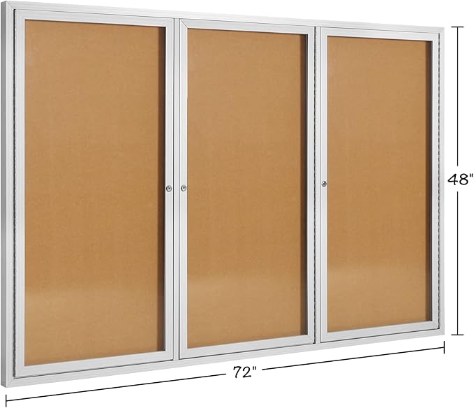 INNOVART Enclosed Bulletin Board 72”x48”, Lockable Cork Noticeboard with Aluminum Frame, Outdoor Enclosed Bulletin Board Weatherproof, Wall Display Case with Swing-Open Door Information Cabinet