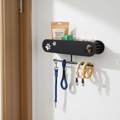 Geyecete Dog Leash Holder for Wall Dogs Hooks for Wall Pet Stuff Organizer with Shelf Storage, Key Holder, Hangers Organizer Rack for Dog Leashes etc