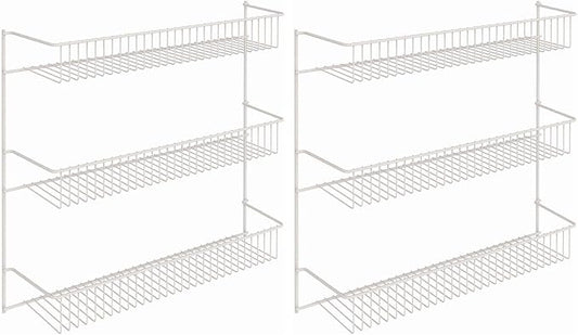 ClosetMaid 3-Tier Hanging Wall Mounted Metal Rack for Spices, Shelf Storage, Pantry Organization, Laundry, Kitchen, Bathroom, White, 8022 (Pack of 2)