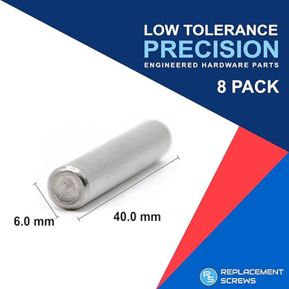 ReplacementScrews Shelf Support Dowel Pins/Pegs Compatible with IKEA Part 101324 (Ivar Bookshelf) - 6x40mm - Plated Steel Pins (Pack of 8)