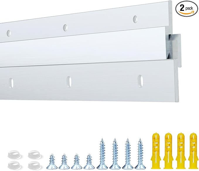 12 Inch French Cleat Hanger, Aluminum French Cleat, Mirror Hanging Hardware, French Cleat Heavy Duty for Panel, Whiteboard, Cabinet, Shelf, Headboard, Art (2 Pairs, Support 80lbs)