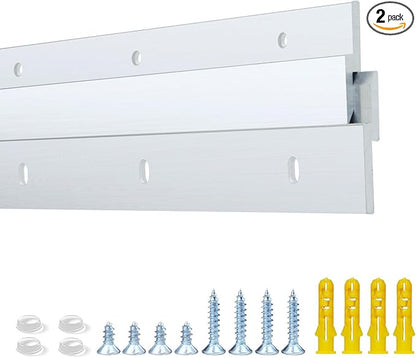 12 Inch French Cleat Hanger, Aluminum French Cleat, Mirror Hanging Hardware, French Cleat Heavy Duty for Panel, Whiteboard, Cabinet, Shelf, Headboard, Art (2 Pairs, Support 80lbs)