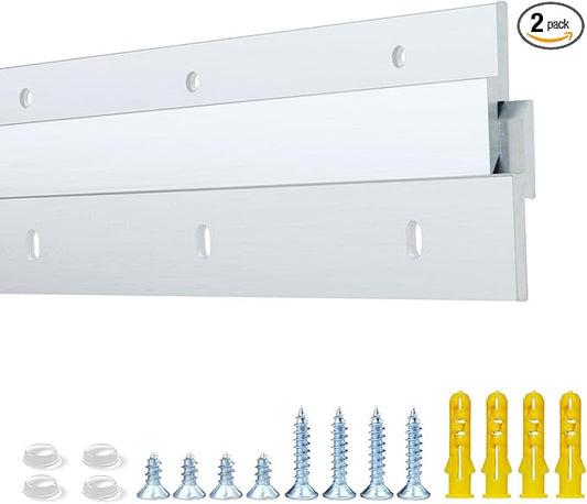 12 Inch French Cleat Hanger, Aluminum French Cleat, Mirror Hanging Hardware, French Cleat Heavy Duty for Panel, Whiteboard, Cabinet, Shelf, Headboard, Art (2 Pairs, Support 80lbs)