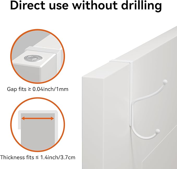 niffgaff Over Door Hook 2-Pack, Heavy Duty Door Hanger, Fits Interior Doors 1.4 Inches Thick, Organize Coats, Hats, Towels, and Bags for Entryways, Bathrooms, Bedrooms, and Kitchens, White