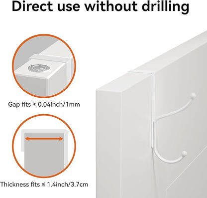 niffgaff Over Door Hook 2-Pack, Heavy Duty Door Hanger, Fits Interior Doors 1.4 Inches Thick, Organize Coats, Hats, Towels, and Bags for Entryways, Bathrooms, Bedrooms, and Kitchens, White
