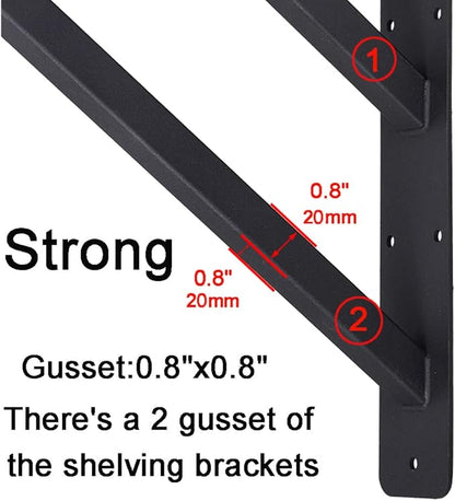 2Pcs Heavy Duty Shelf Bracket Countertop Support Brackets 16"x12" Wall Mounted Floating Shelf Bracket,Solid Fireplace Metal Brackets for Shelves for Tops Cabinetry Table Work Bench
