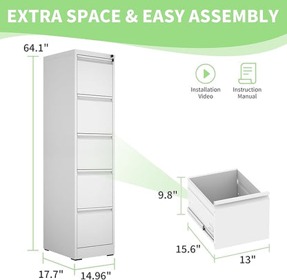 Metal File Cabinet with Drawer Heavy Duty Locking File Cabinets Home Office Steel Filing Cabinet Vertical File Cabinets for Legal/Letter Size File,Assembly Required