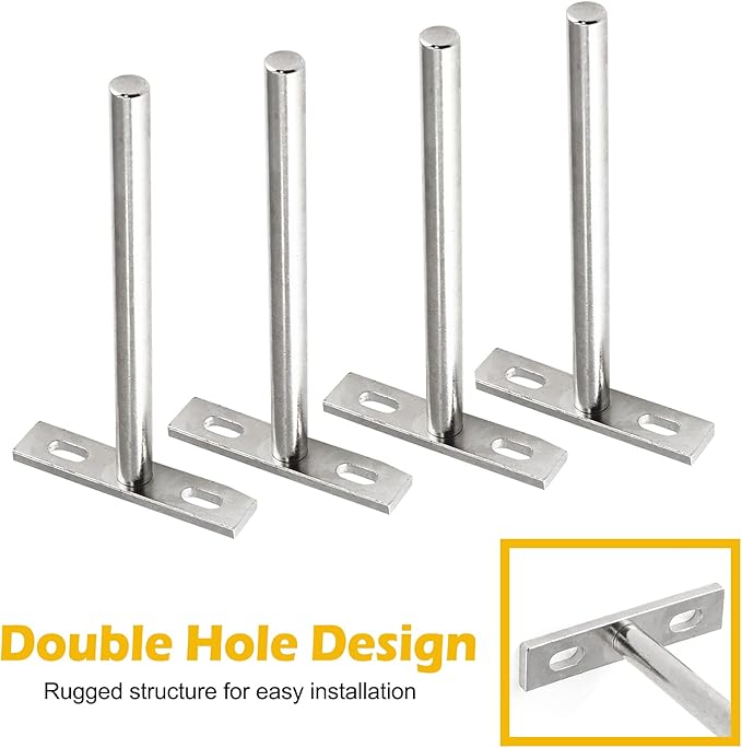 Luomorgo 4 Pcs 5 Inch Floating Shelf Bracket Blind Shelf Bracket Hidden Brackets for Floating Wood Shelves - Screws and Wall Plugs Included