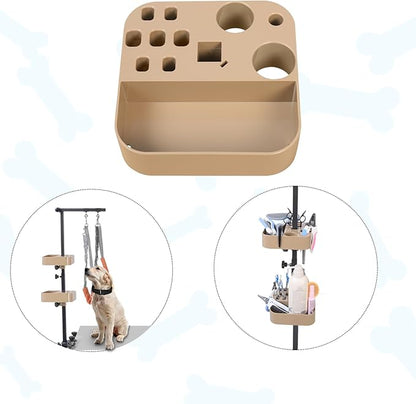 Pet Grooming Organizer for Scissors, Brushes and Tools-Rotatable Multi-Compartment Grooming Arm Stand