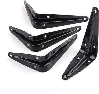 12Pack Shelf Brackets Heavy Duty Black Metal Floating Shelves Bracket 4 x 3 Inch Rustic Farmhouse Decorative Iron L Bracket J Brackets Wall Joint Angel Corner Brace for Wood Shelves Hanging with Screw