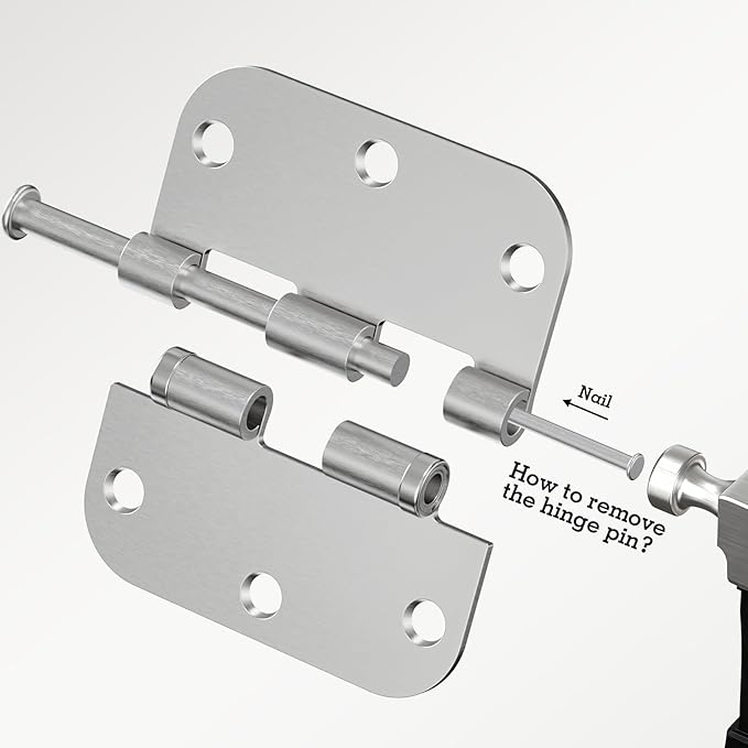 24 Pack Ball Bearing Door Hinges Satin Nickel 3.5 Inch 5/8"Radius Rounded Squeak Free Interior 3-1/2"Flat Iron Bifold Standard Office Bedroom Indoor for Doors 3 ½" Hardware Home House Decor Essentials