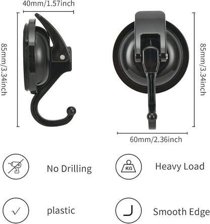 Wreath Hanger, Black-Plated Polished Super Suction for Glass Window, Kitchen, Bathroom and Restroom, 6 Pack, ABS Plastic