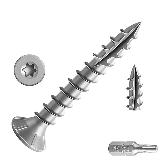 #8 * 1-1/4" 304 Stainless Steel Deck Screws, (1300pcs) 5 lbs.Exterior Wood Screws, Rust Resistant Epoxy Coated, Bronze, T20 Star Bit