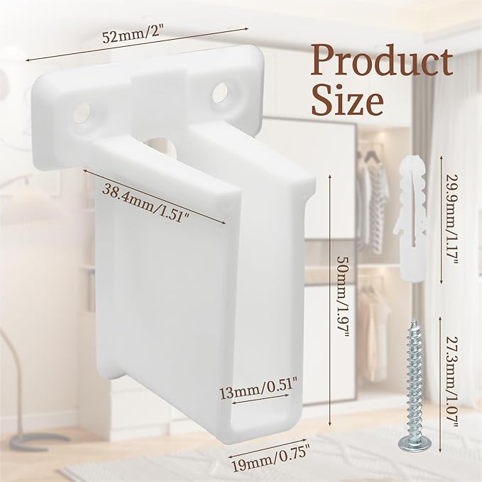 Uenhoy 12 Pcs Wire Shelf End Bracket, White Plastic Closet Shelves Brackets, Corner Support Bracket Wall Mount Shelf Brackets with Fasteners