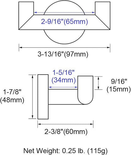 Angle Simple Bathroom Double Hook Brushed Dark Gold, SUS304 Stainless Steel Bath Towel Holder, Double Robe Hanger Wall Mount