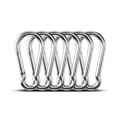 Large Carabiner Clip Hooks, 6pcs 4.7 inch Carabiners Heavy Duty, 304 Stainless Steel Spring Snap Hook Fits Camping Hanging Hiking Weight Lifting, Metal Clips for Rope or Chain