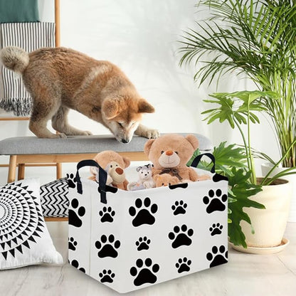 Rectangular Dog Basket,Nursery Hamper,Collapsible canvas kids toy storage box,Kids room storage basket,Gift Basket(Dogs)