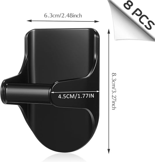 Taiyin 4 Pcs Wall Mount Spray Bottle Hooks Holder Spray Bottle Hanger Adhesive Hook to Create Storage Space Rack Organizer Hanger for Cabinet Kitchen Variety Surfaces (Black)