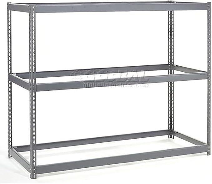 Global Industrial Wide Span Heavy Duty Boltless Shelving, 72"W x 24"D x 84"H, 3 Shelves with No Deck, 750 Lb Capacity Per Level, For Retail, Industrial and Commercial Spaces