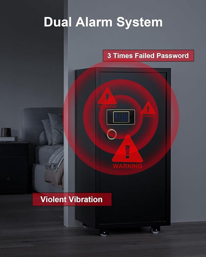 TIGERKING 11.5 Cu Ft Large Heavy Duty Home Security Safe – Digital Touchscreen Lock, Anti-Theft, Adjustable Shelves, Easy to Use, Jewelry & Valuables, Ideal for Home or Office (Black, Classic Style)
