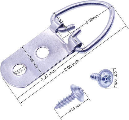 Heavy Duty D-Ring Picture Hangers with Screws, 30 Pcs Large Wide D Ring Picture Hanging Hardware, 2 Holes Picture Hooks for Mirror, Clock, Decoration, Paintings, Artwork Picture Frame