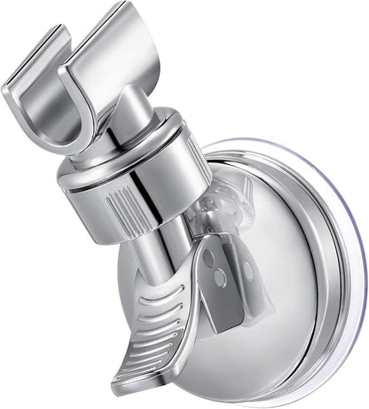 Zhehao Adjustable Shower Head Holder, Removable Suction Cup Shower Head Holder, No Drill Wall Mounted Suction Bracket with Chrome Polished for Marble Glass Metal Ceramic(1,Silver Wrench)