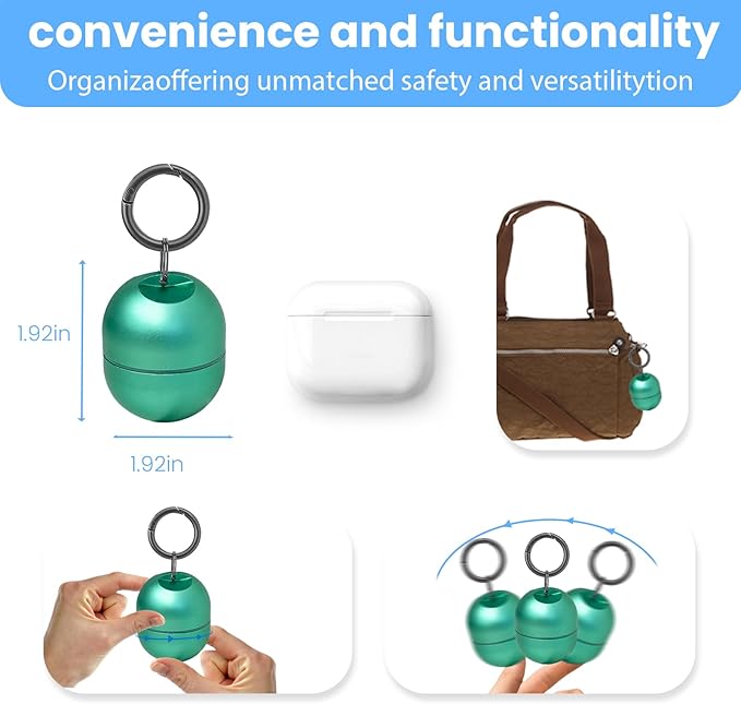 Jewelry Storage Box Case Gym Storage Jewelry Storage Box Case, Ring Organizer Container with Protective Sponge,Jewelry Care Protective Ring Holder with Keychain (1-Tier Green)