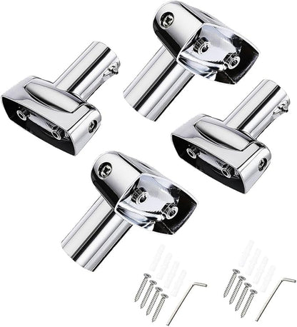 Kokone Shower Curtain Rod Bracket Set of 4 Ajustable 180° Rotation Bracket for Curved Shower Curtain Rods Sturdy Zinc Alloy Wall Mounted Shower Curtain Rod Holder for Bathroom,Wardrobe,Kitchen,Silver