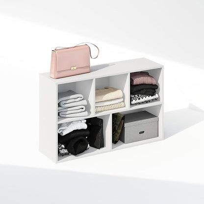 Furinno Reed Closet Organizers and Storage, 5-Cube Reversible Closet Shelves, Closet Organization Shelf, 9.4 x 19.5 x 31.5, for Bedroom, Closet, White
