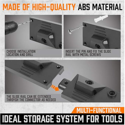 HORUSDY 64'' Adjustable Wall Mount Tool Organizer, Garage Tool Storage System with Heavy Duty Hooks, Tool Hangers for Broom, Mop, Shovel, Rake & Garden Tools